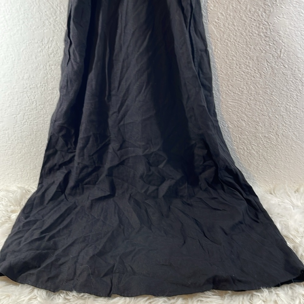 GAP Linen Blend Cutout Midi Dress With Pockets Black Size 8 Tall NEW - Picture 7 of 12